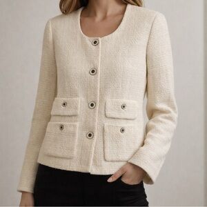 J.Crew Chanel like Lady jacket in maritime tweed in cream. Rarely worn